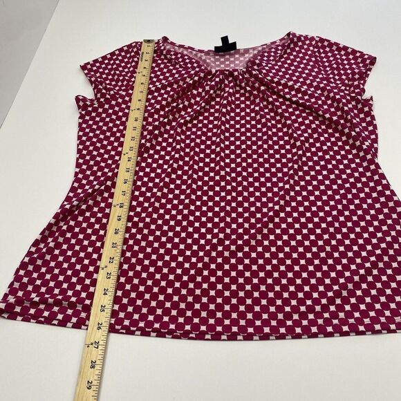 Worthington Stretch Pink Polka  Blouse Women Plus Size 2X Short Sleeve Pre Owned - Picture 5 of 12